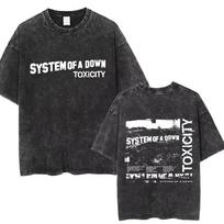 System of A Down Toxicity Album Graphic Washed Tshirt Men Women Rock Oversized T Shirts Male Vintage Alternative Metal Tshirts S