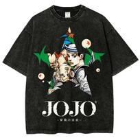JoJos Bizarre Adventure Anime Tshirt Men Women Clothing Harajuku Washed Oversized T Shirt Summer Short Sleeve Cotton Tee Tops S