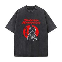 Shogun Assassin  design with  a red pattern Mens Summer Tshirt Cotton Vintage Washed TShirts S