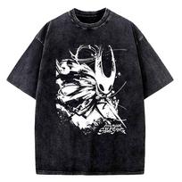 Hollow Knight Vintage Washed T Shirts Men Clothing Casual Short Sleeve Tshirts Male High Quality Cotton Tee Shirt S