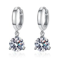 5-8mm Round Cut Solitaire Dangle Huggie Hoop Moissanite Earrings S925 Sterling Silver For Women 5mm balta