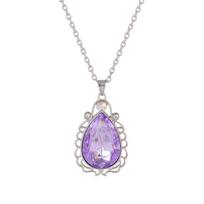 Water Drop Necklace Hollow Pattern Purple Acrylic Crystal Choker Chain For Women Girls Fashion Jewelry Party Holiday Gift 50cm