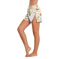 Women Animal Print Side Velcro Closure Easy Open Post Surgery Recovery Care Shorts No Pockets Comfortable Fit Elastic Waistband L