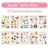 Easter 100Pcs Luminous Temporary Tattoos Glow In The Dark Easter Basket Party Tattoos Stickers Dwarf Colored Egg Carrot