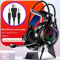 Sulankstomos laidinės žaidimų ausinės RGB apšvietimo laisvų rankų įranga kompiuteriui/PC/žaidėjui/mobiliajam telefonui/nešiojamam kompiuteriui black-dual 3.5mm&USB
