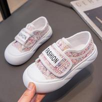 Girls Fashion Canvas Shoes Velcro Flat Casual Sneakers For Big Kids size 26 rožinė