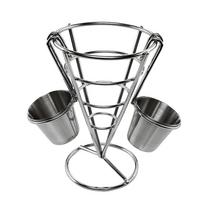 French Fry Holder French Fries Chips Holder With 2 Sauce Cups Stainless Steel French Fry Cup Holder French Fry Holder For Car sidabras