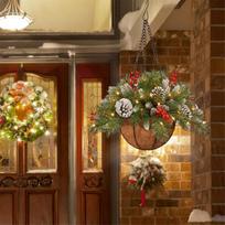 Christmas Greenery with Lights Party Decorations Christmas Hangable Basket Outside Decorations for Home Decor Party Holiday China Mainland