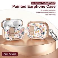 Lovely Floral Flower Transparent Case For AirPods 4 TPU Cover Anti-fall Headphone Coque For AirPods Pro 2 3 Pro2 Pro3 With Hook Phone holder For AirPods Pro