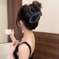 1Pc Strong Hold Hair Claw Clip for Thick Hair – Large Non-Slip Acrylic Jaw Clip, Retro Rhinestone Hair Accessory for Women pilka spalva