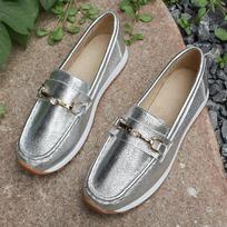 Ladies' Loafers Metal Chain Flats Women's Shoes Spring Autumn Plus Size Platform Loafers Woman Slip On Soft Bottom Casual Shoes 42 auksas