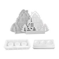 House Shaped Candlestick Silicone Mould Plasters Resin Making Molds Christmas Tree Candle Holder Gypsum Mold Table Decor 1
