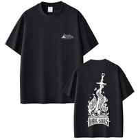 2026 Summer Game Dark Souls Double Sided Print Men Women Fashion Gothic Rock T-shirts Men's 100% Pure Cotton Printed T-shirt 4XL