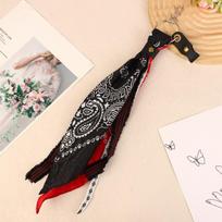 Punk Rock Bandana Biker, Motorcycle Handlebar Hanging Kerchief, Universal Hip Hop Ribbon Decoration raudona