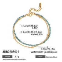 Waterproof Bohemian Crystal Beads Bracelets Thin 18K Gold Plated Blue Zircon Bracelet Stainless Steel Bracelet Women's Jewelry