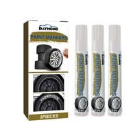 3pcs White Waterproof Tire Marker Pen Quick-Dry Car Wheel Tire Permanent Oily Painting Mark Pen for DIY Graffiti Lettering