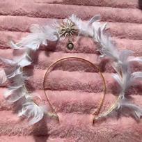 Sun Angel Wing Hair Hoop Goddess Lolita Hair Bands Elegnat Feather Headband  Party white simple