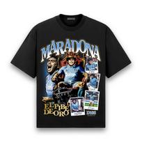 Diego Maradona World Cup Football Print Men's Short-sleeved T-shirt, Men's and Women's Matching Round Neck, Stylish and Simple Football Fans 4XL