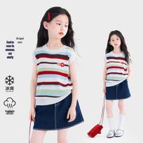 TUTU Little Elephant Girls' Striped Knit Tank Top 160 spalvotos juostelės spalva