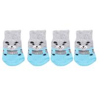 4Pcs/Set Cute Pet Dog Socks Anti-Slip Cats Puppy Shoes Paw Protector For Small Dogs Elastic Chihuahua Teddy Foot Protector (as the picture,S)