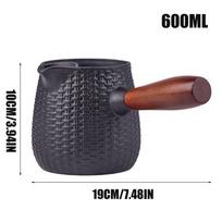 Teapot Cast Iron 600ml Stove Teapot Cup Warmer Cast Iron Tea Pots With Wooden Handle For Camping Travel Boiling Kitchen Adults