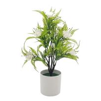 Multicolor Artificial Rose Flower Bonsai White Flowerpot Photo Props Spring Grass Potted Reusable Green Grass balta