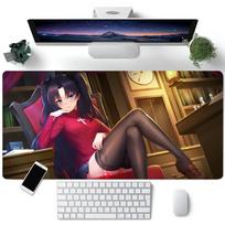 Anime Girl Tohsaka Rin Mouse Pad Large Gaming Keyboard Mat LockEdge Rubber Computer Office Accessories LE600x300x2mm