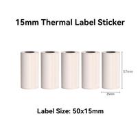 Mini Printer Paper,15mm Blank Label Sticker, Thermal Printing Paper for 57mm Portable Printers Waterproof,Oilproof,Scratchproof burbuliukų spalva