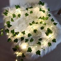 1 pakelis dirbtinių gebenės vijoklių, dirbtinė gebenė su 20 LED girlianda, lapų siena, dirbtiniai lapai kambariui, sodui, biurui, vestuvių sienų dekoravimui 2M20LED šilta balta spalva