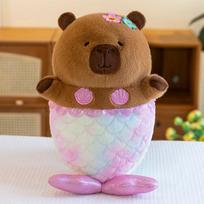 Mermaid Capybara Plush Toy Transformed Into Fishtail Kapibala Doll Children's Companionship Gifts for Girls 35 cm (0.3kg)