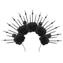 Rose Floral Crown Hair Skull Spiked Headbands Bride Flower Crown Halloween 1 juoda