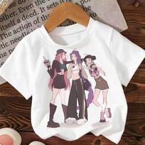 Kpop Demon Hunters Kids T-shirt Huntrix Saja Boys Movie Short Sleeve Cute Derpy Rumi Jinu Tops Child Clothing Girl Clothes Gift 110