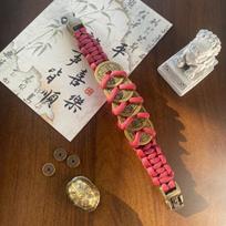 Unisex Pure Copper Five Emperors Coins Bracelet: Light Luxury, Genuine, Colorfast, Hand-woven, Washable, Retro National Style Wrist 14-15 cm (90-110 lbs)