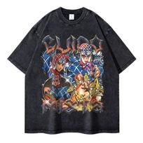 Anime JoJos Bizarre Adventure T Shirt Vintage Washed JOJO Sex Pistols Tshirts Oversized Retro Manga Guido Mista Tops Tees Men S