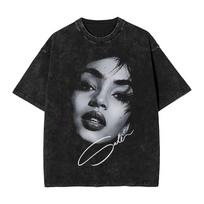 Oversized Washed Print TShirt Sades Adu Singer Cotton T Shirt Trendy Cool Tshirt for Men Women Summer YK Funny Design Top Tees M