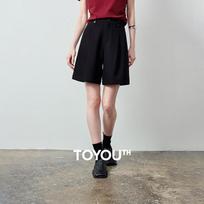 Chuyu Women's High-Waist Draped Wide-Leg Commuter Shorts L juoda