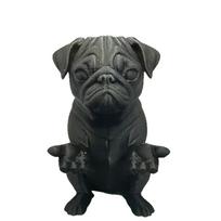 Zen Style Pug Pen Holder Resin Desk Accessory French Bulldog Meditating Pug Figurine  Workspace juoda