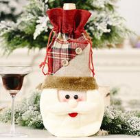 Festive Burlap Wine Bottle Cover In Charming Snowman And Reindeer Styles For Christmas Linen Button Bottle  Elderly