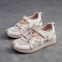 2025 Women's Sporty Casual Velcro Mesh & Leather Shoes 37 pilkšvai balta