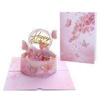 3D Happy Birthday Card Four-Layer Birthday Cake Pop Up Greeting Card Foldable Best Wishes Mother's Day card Birthday Party