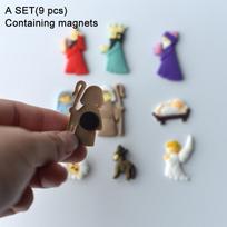 9Pcs New Jesus Fridge Magnets Christmas Refrigerator Patch Set Mini Pvc Refrigerator Stickers Diy Accessories Home Decoration