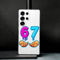 Six Seven 67 Phone Case For Samsung S25,S24,S21,S22,S23,S30,Ultra,S20,Plus,Fe,Note,10,9,5G Transparent Cover Samsung S24