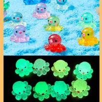 Pcs 10 Glow-In-The-Dark Cute Octopus Resin Desktop Decorations Ornaments Diy Handmade Hairpin Keychain Accessories Toys