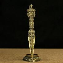 1 vnt. Tibeto Budos Tantrinis Vajros grūstuvas Tantra Vajrakilaya phurpa lydinio padengimas vario spalva Budistinis su pagrindu padarytas senas apie 17CM brown