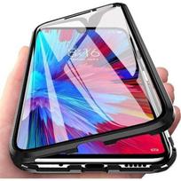 Xiaomi Redmi 9 Case, Tempered Glass Full Screen Magnetic Metal 360° Full Body Case for Redmi 9 - Black