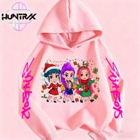 Kalėdinio stiliaus KPop Velnių Medžiotojas Vaikams Animacinis Anime Spausdintas Gobtuvukas Hip Hop Kasdienis Laisvalaikio Patogus Rudens Gobtuvukas 110 rožinė