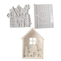 Portable Christmas Reindeer House Mold Set for Crafting and Home Decoration Sturdy Silicone and Plaster Options 1