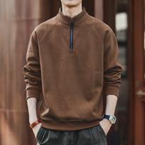 2025 Men's Retro Half-Zip Stand-Up Collar Hoodie | Trendy Autumn/Winter Loose Casual Sportswear L ruda