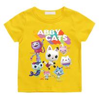 Christmas Gabby Dollhouse Cartoon Print Tshirt Girls Kawaii Kids Clothes Cute Cat T-Shirt Children Clothing Summer Short Sleeve 110