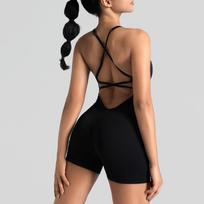 Seamless One-piece Yoga Wear Outdoor Beautiful Back Sports Bra Peach Butt Fitness Wear Suspender Bodysuit S